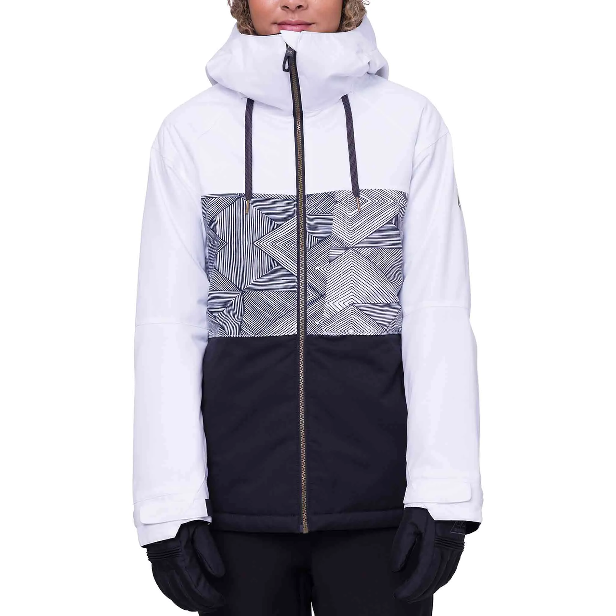 686 Womens Athena Insulated Jacket White Geo Colorblock