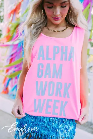 Alpha Gam Glow Work Week Tank