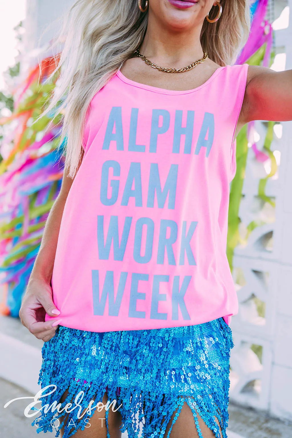 Alpha Gam Glow Work Week Tank