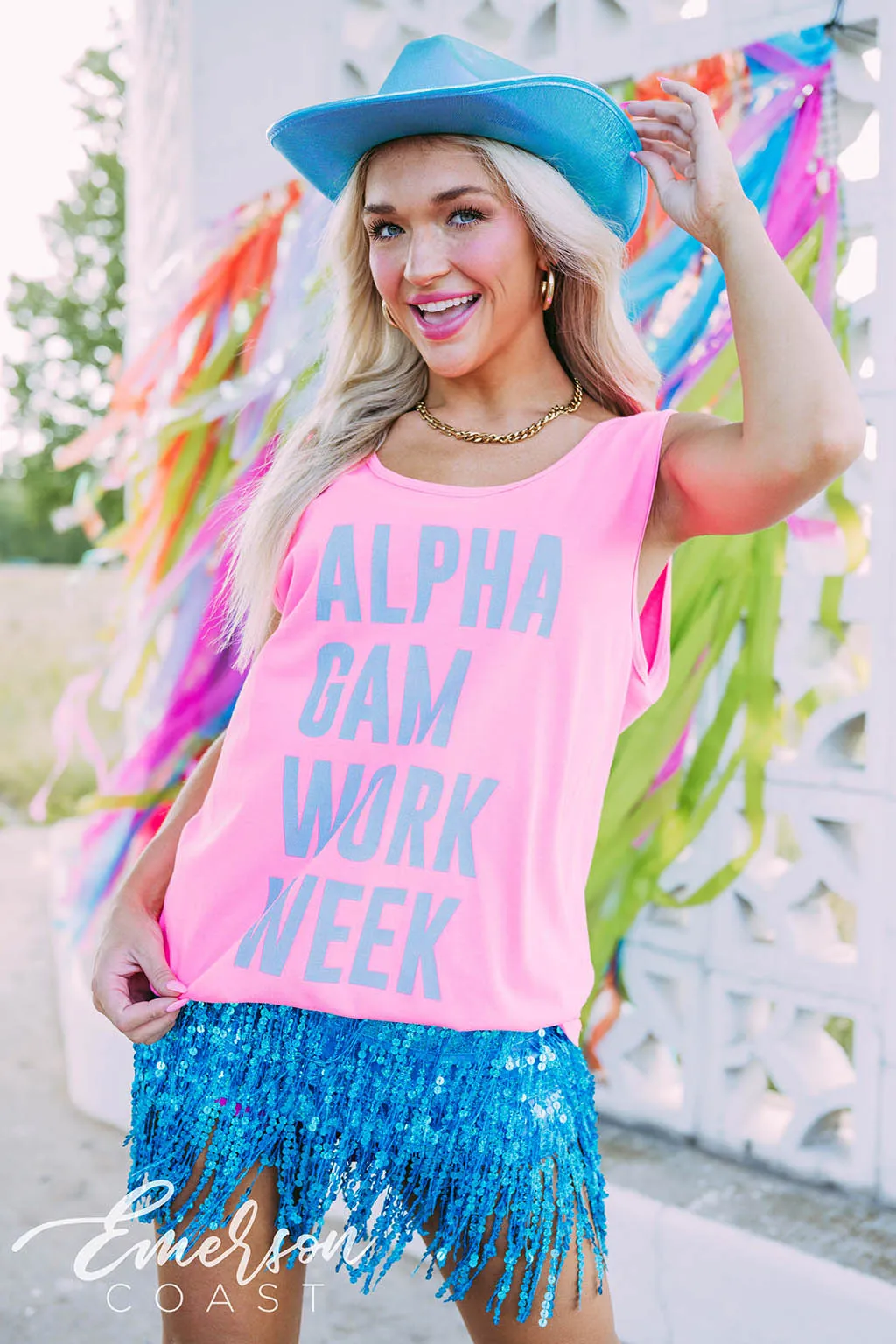 Alpha Gam Glow Work Week Tank