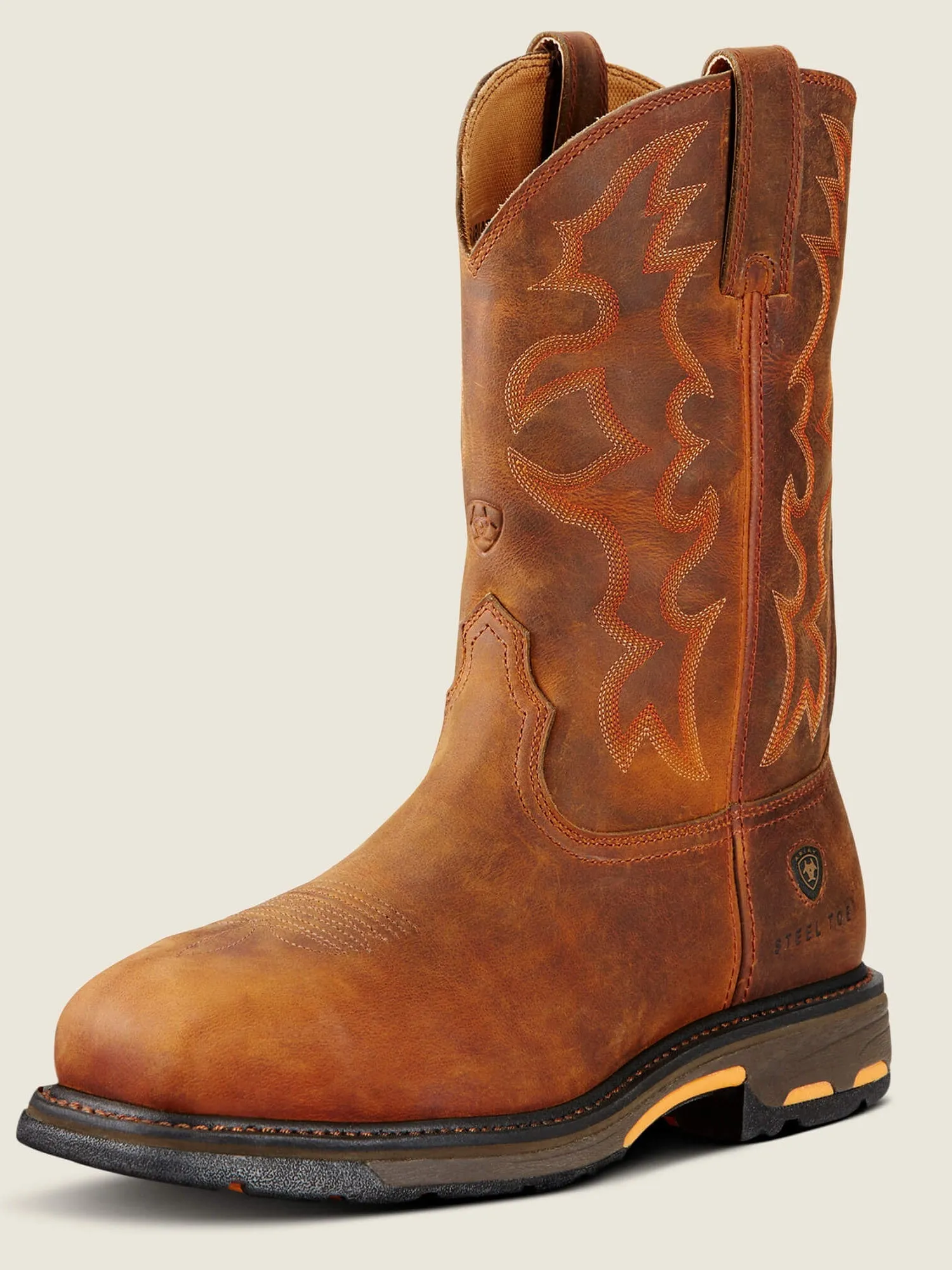 ARIAT Workhog Wide Square Toe Work Boots - Mens H2O Steel Toe Cap - Toast