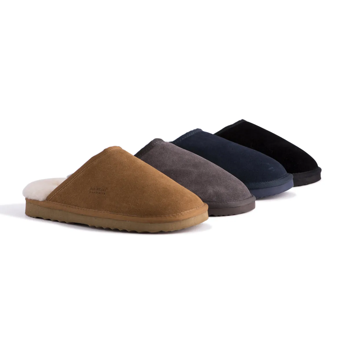 AUS WOOLI UGG UNISEX SHEEPSKIN WOOL Slippers - Black