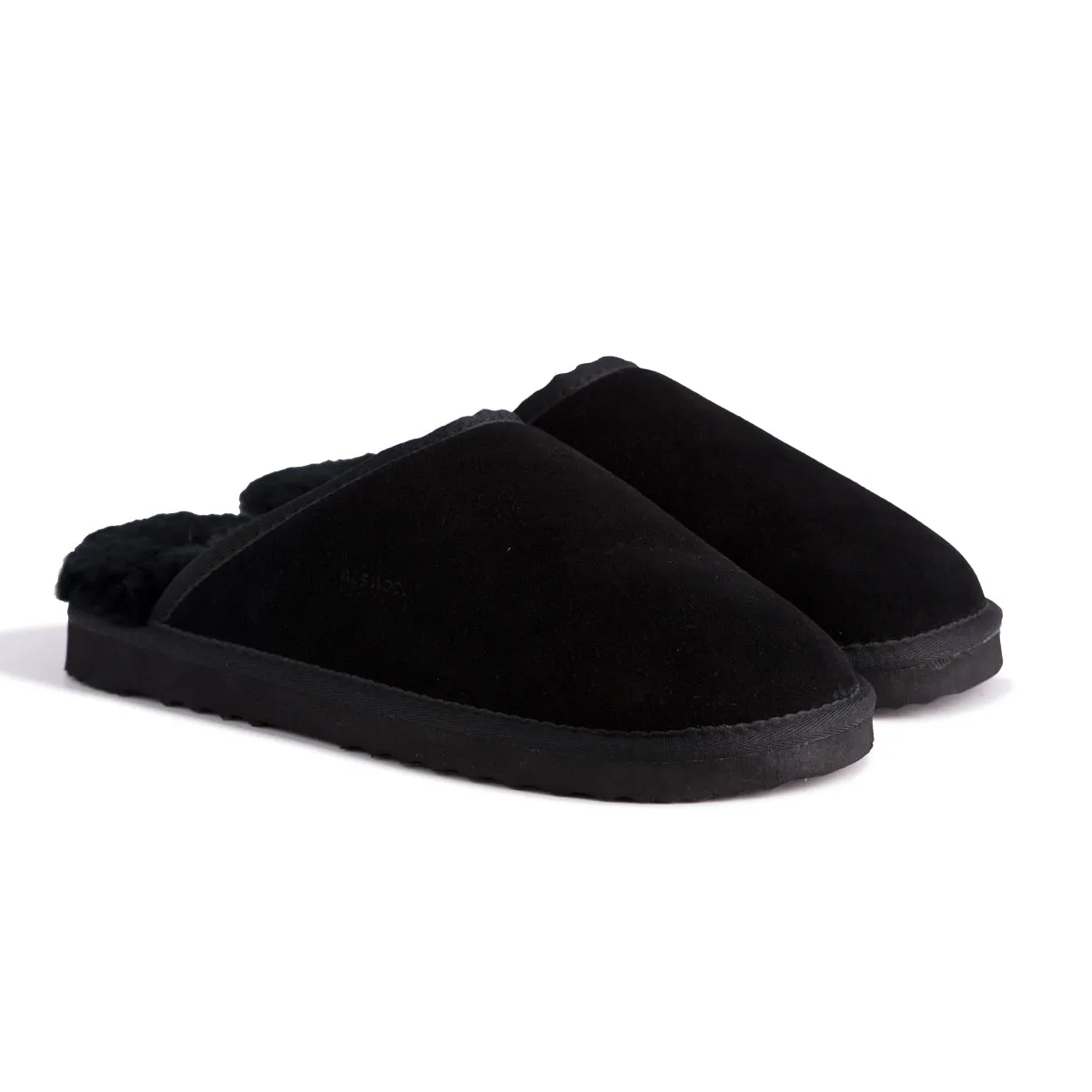 AUS WOOLI UGG UNISEX SHEEPSKIN WOOL Slippers - Black