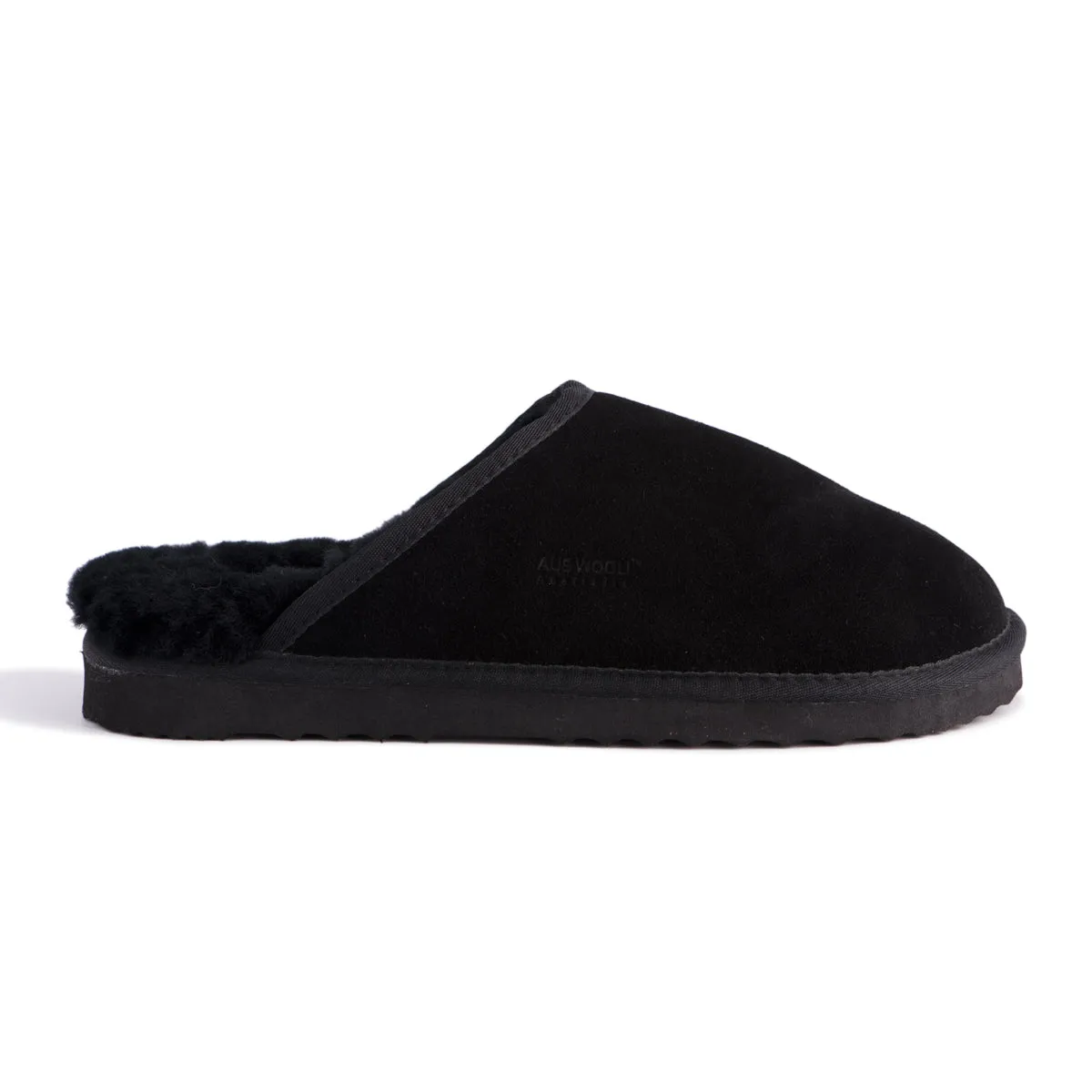 AUS WOOLI UGG UNISEX SHEEPSKIN WOOL Slippers - Black