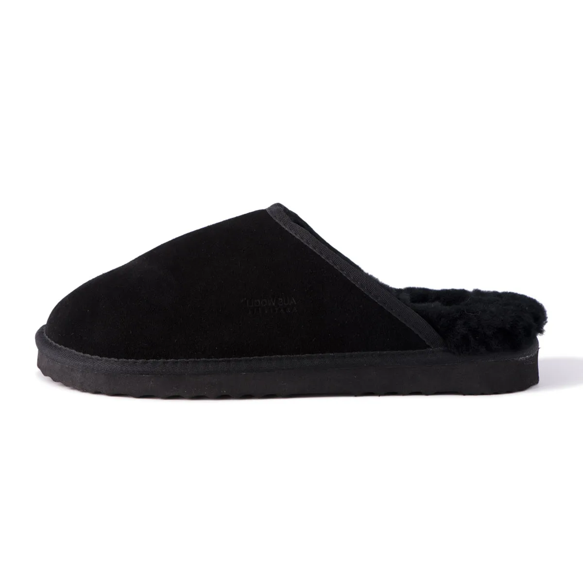 AUS WOOLI UGG UNISEX SHEEPSKIN WOOL Slippers - Black