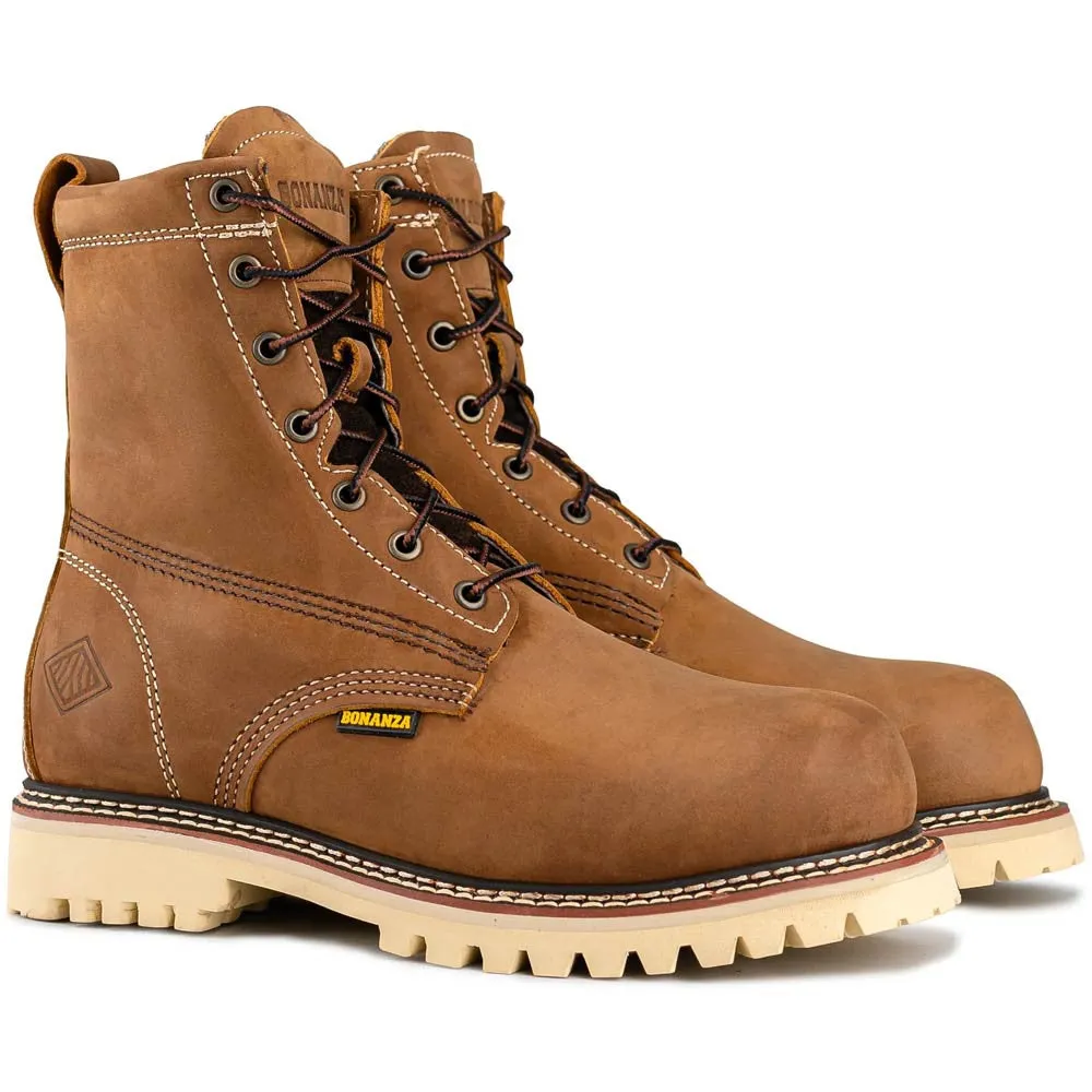 Bonanza Summit 8” Crazy Brown Insulated Waterproof Plain Toe Work Boots