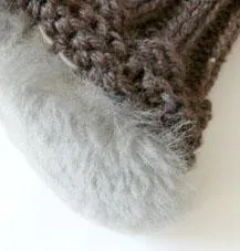Brown NZ Sheepskin and Wool Slipper Socks