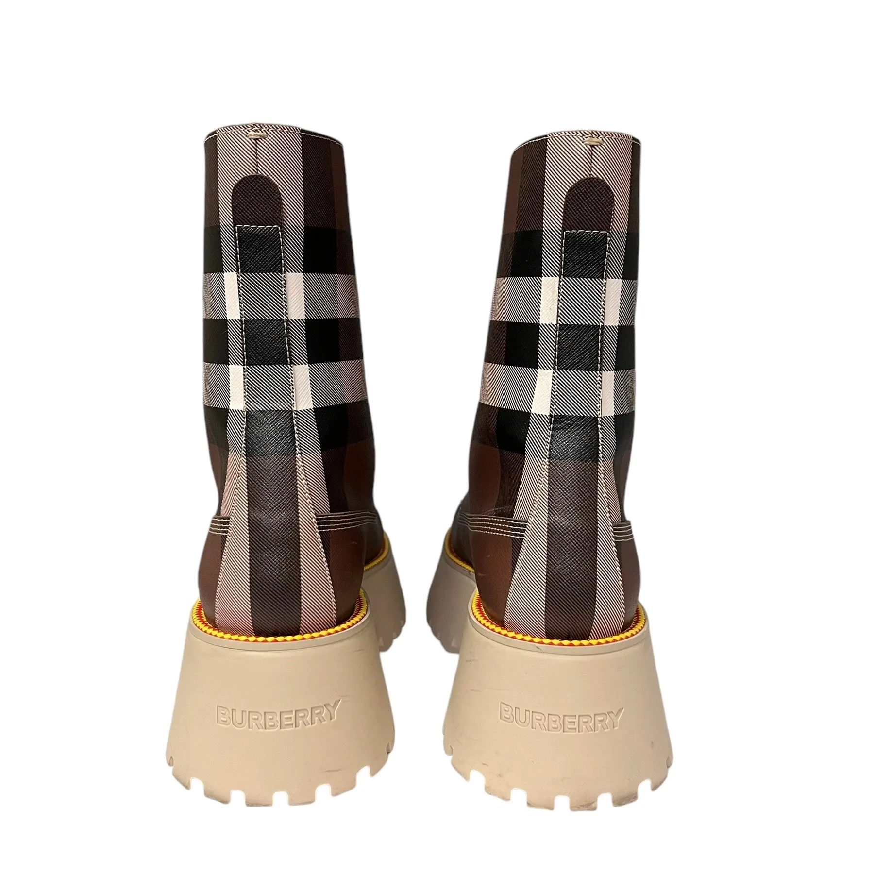 Burberry Women's Mason Vintage Check Platform Combat Boots  | 40