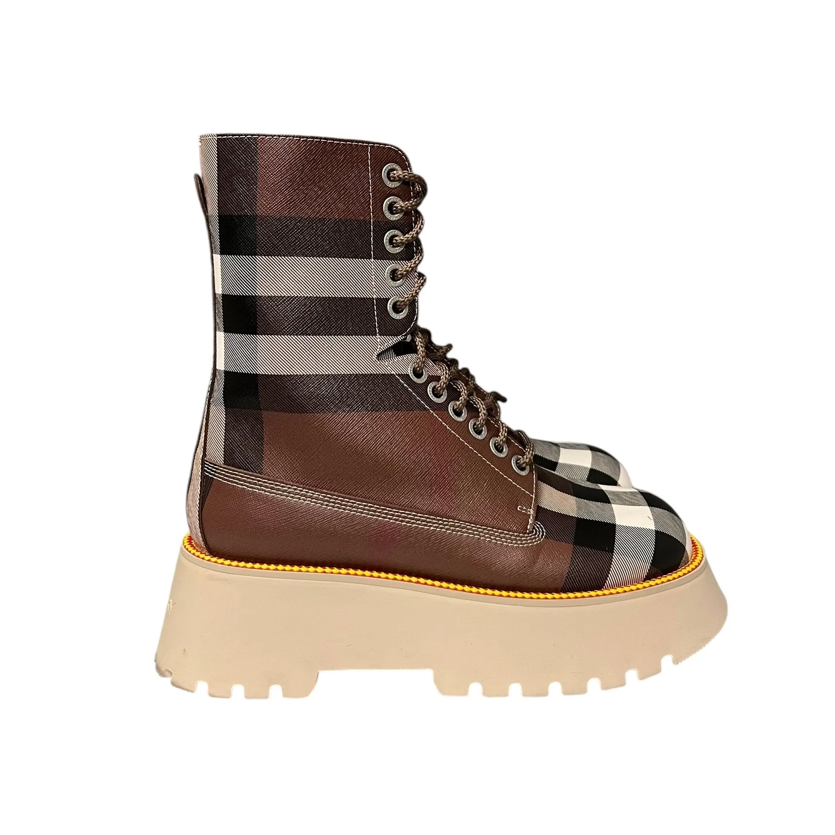 Burberry Women's Mason Vintage Check Platform Combat Boots  | 40