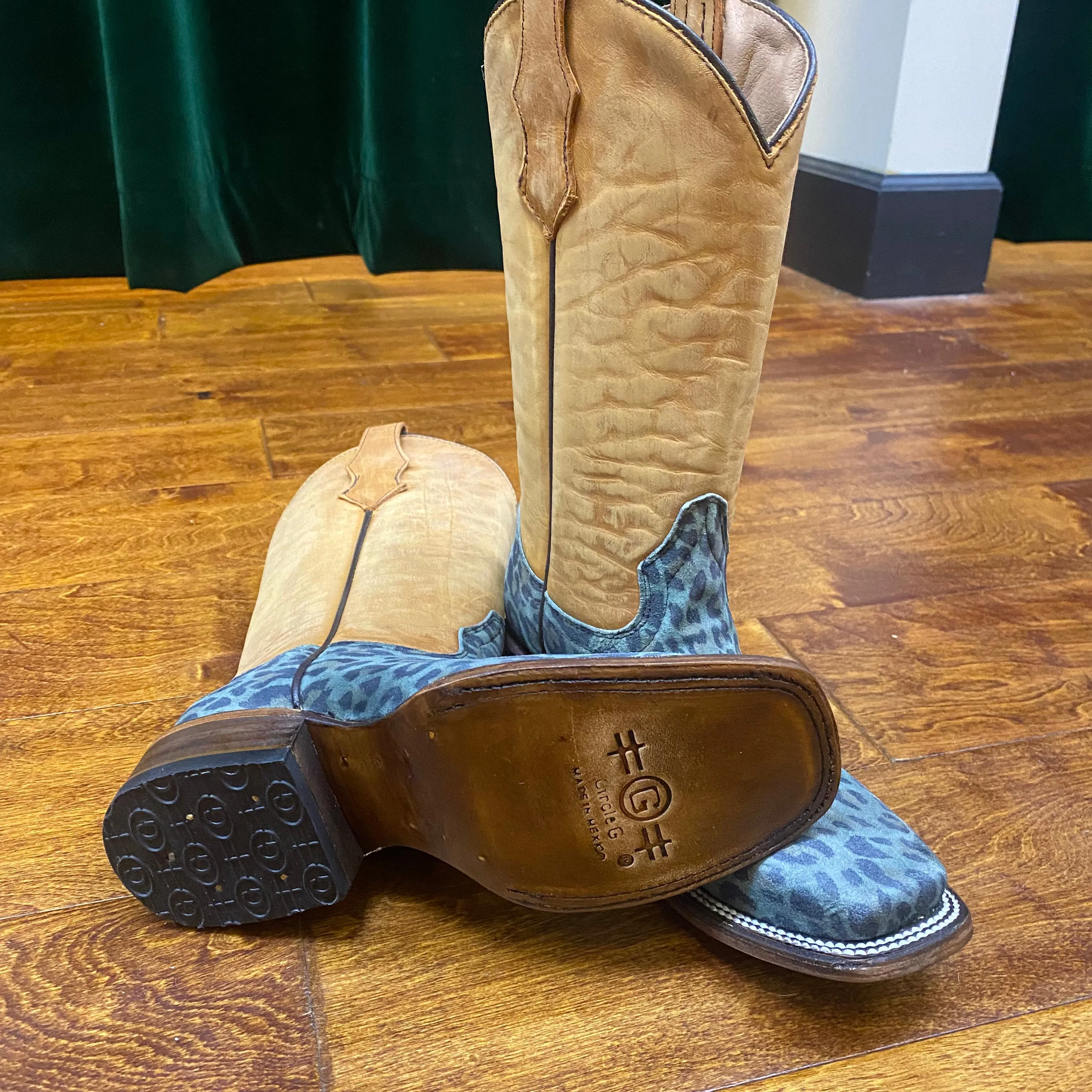 Circle G Turquoise & Honey Leopard Girls Boot
