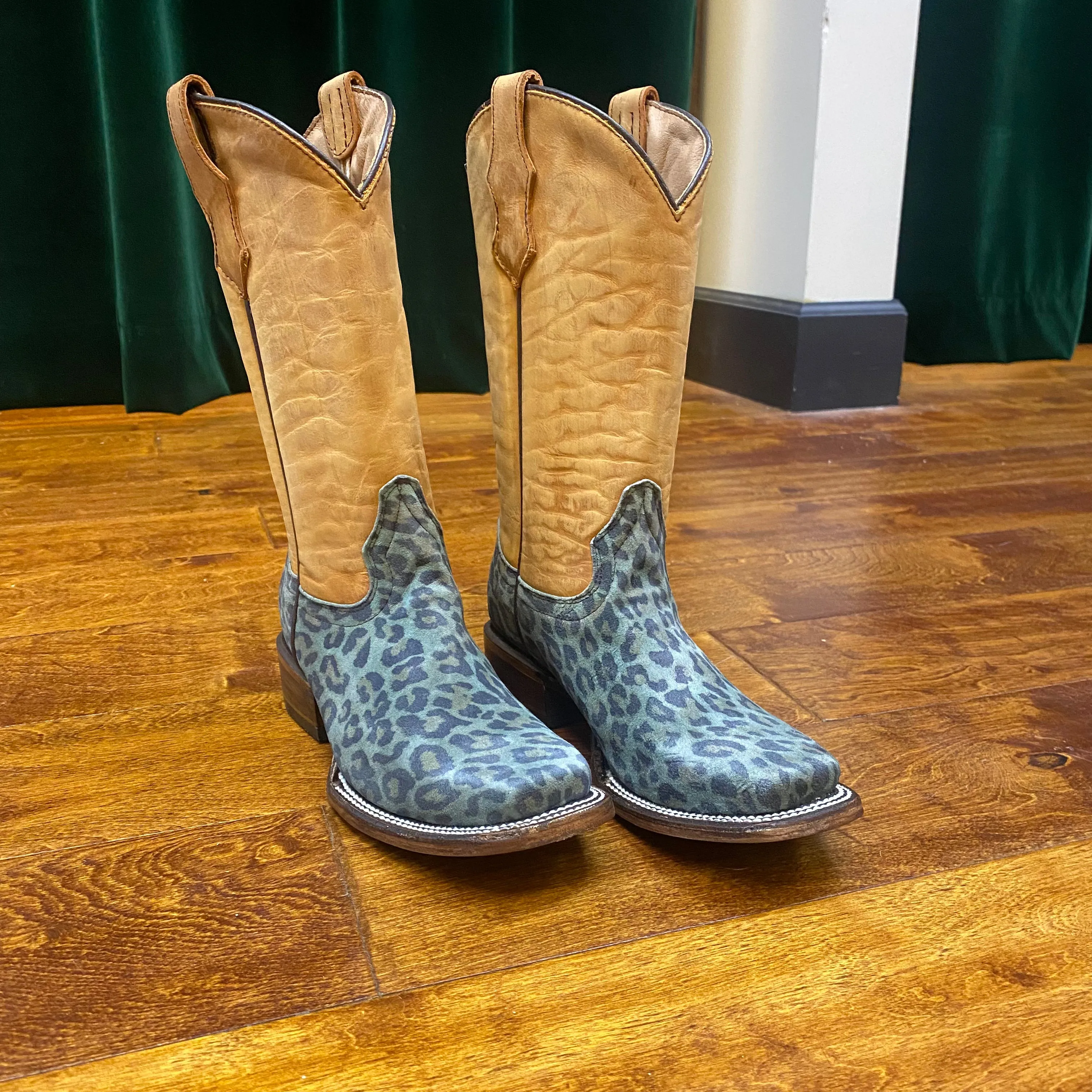 Circle G Turquoise & Honey Leopard Girls Boot