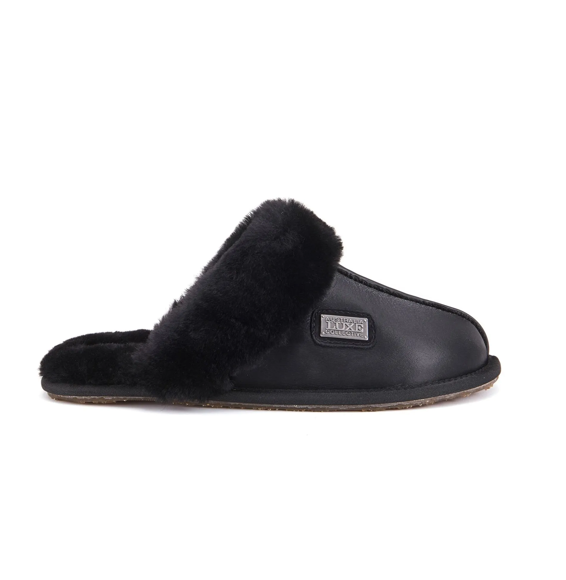 CLOSED MULE SATIN BLACK