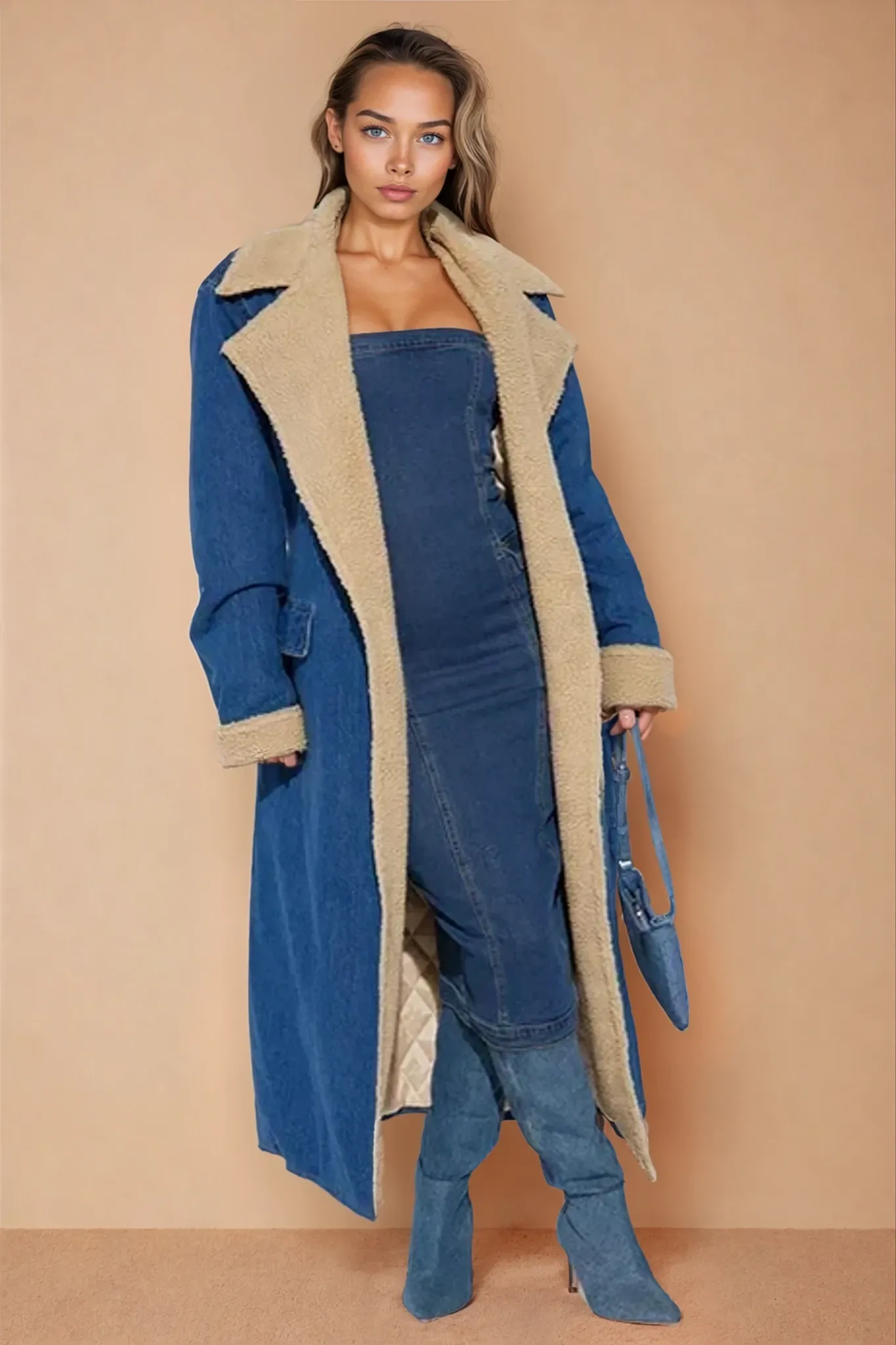 Ella™ Lambswool Lined Denim Coat