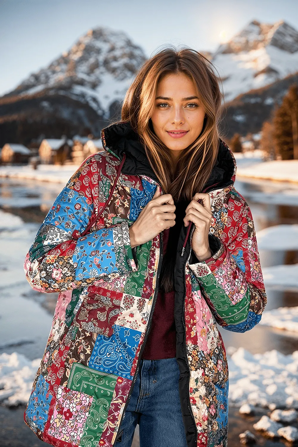 Floral Patch double-sided insulated jacket