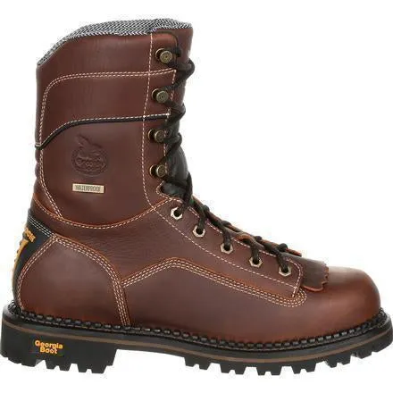Georgia Men's Amped Lightweight 9" Logger Composite Toe Waterproof Work Boot -  Brown - GB00238