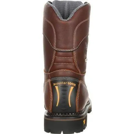 Georgia Men's Amped Lightweight 9" Logger Composite Toe Waterproof Work Boot -  Brown - GB00238