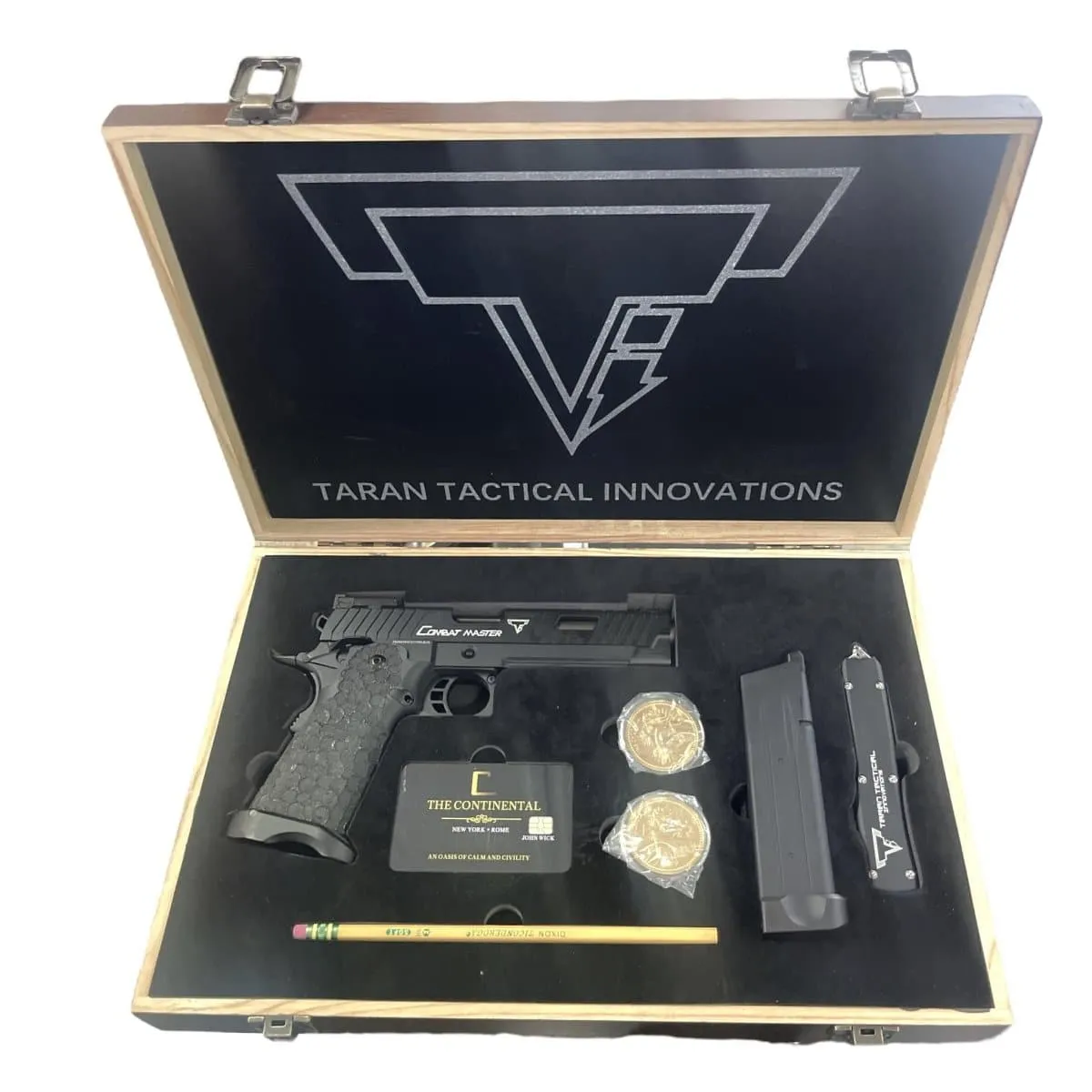 Golden Eagle 2011 TTI Gas Blow Back Gel Blaster in John Wick Wooden Box