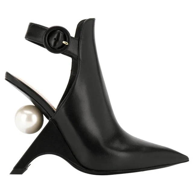 Heel Pearl Ankle Boots Women Runway