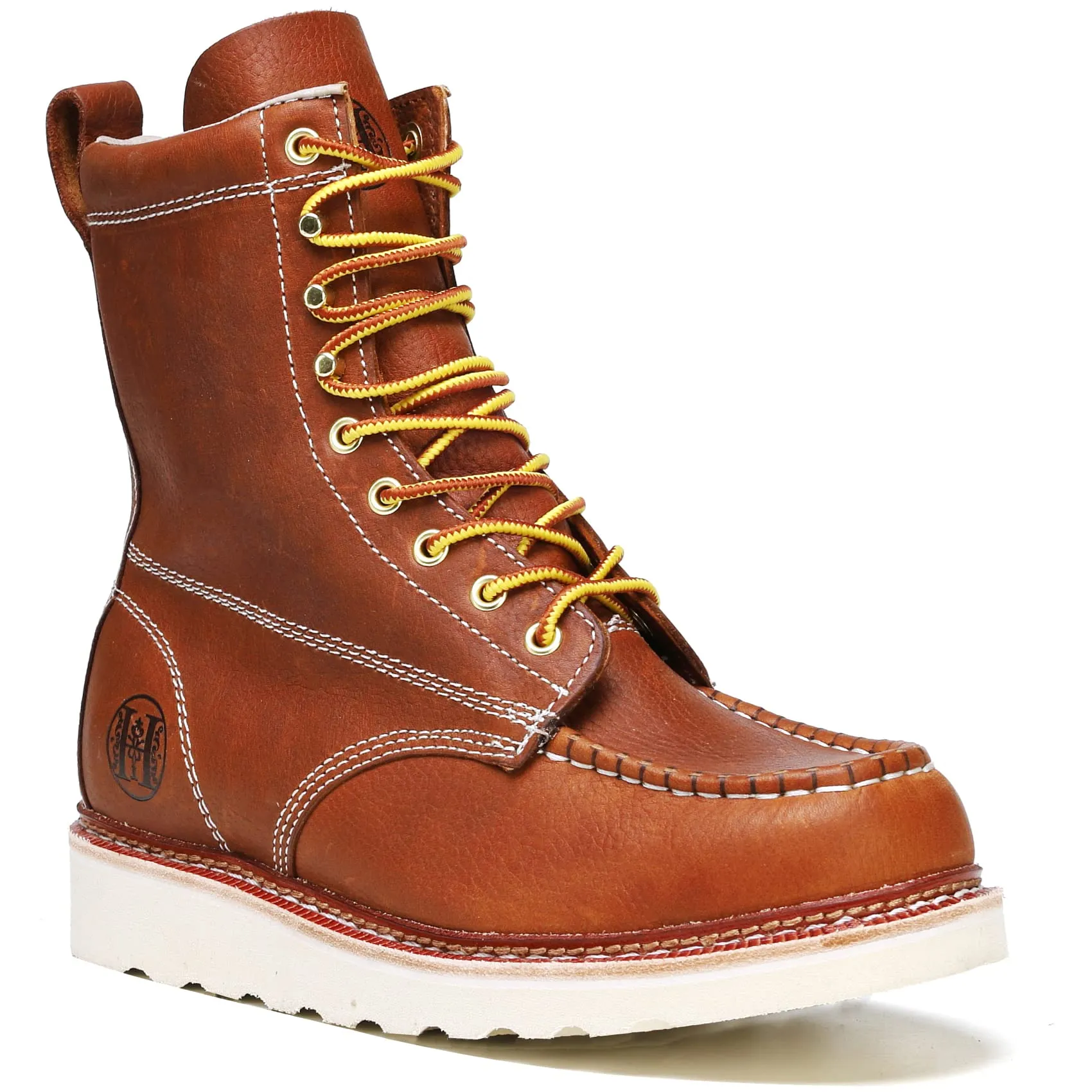HVB808 Stylish Classic 8" Soft Toe Mens Work Boots Leather Slip Resistant Durable Breathable Stylish Boots