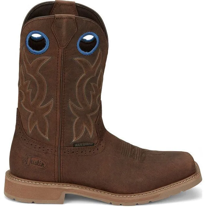 Justin Men's All Round 11" WP Western Work Boot -Brown- SE3114