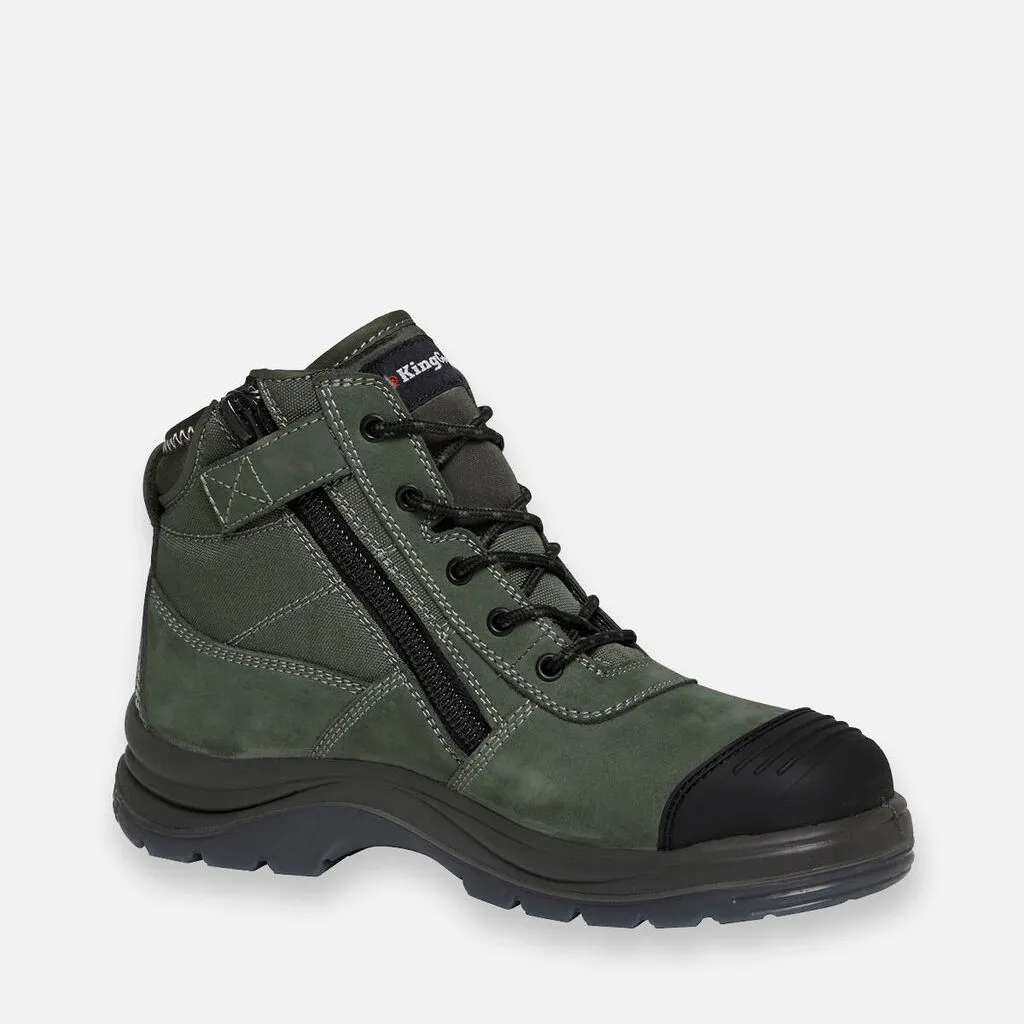 KING GEE TRADIE ZIP/LACE STEEL CAP SAFETY WORK BOOTS 5"