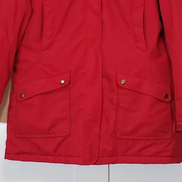 LANDS' END Insulated Winter Coat Hooded Red Size L/P 14-16 Nylon Polyester