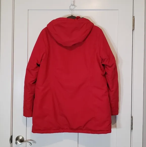 LANDS' END Insulated Winter Coat Hooded Red Size L/P 14-16 Nylon Polyester