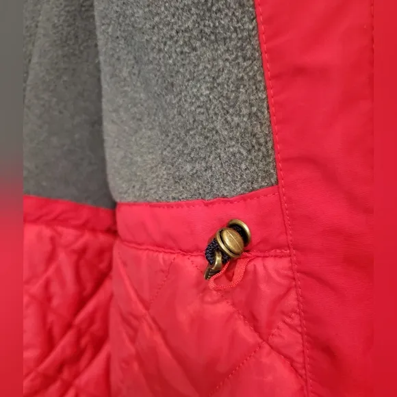 LANDS' END Insulated Winter Coat Hooded Red Size L/P 14-16 Nylon Polyester