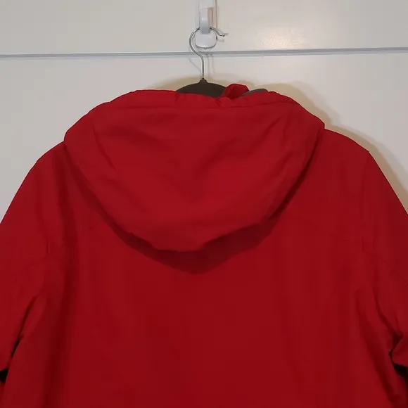 LANDS' END Insulated Winter Coat Hooded Red Size L/P 14-16 Nylon Polyester