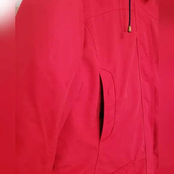 LANDS' END Insulated Winter Coat Hooded Red Size L/P 14-16 Nylon Polyester