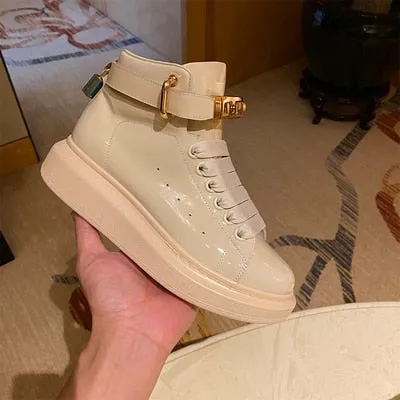 Man  Candy Color Patent Leather Sneakers