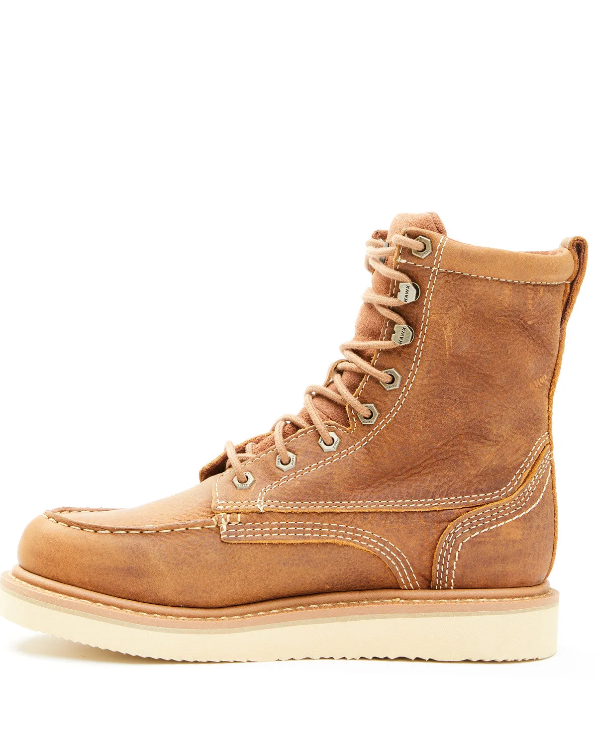 Men's Brown Wedge Work Boots - Soft Toe