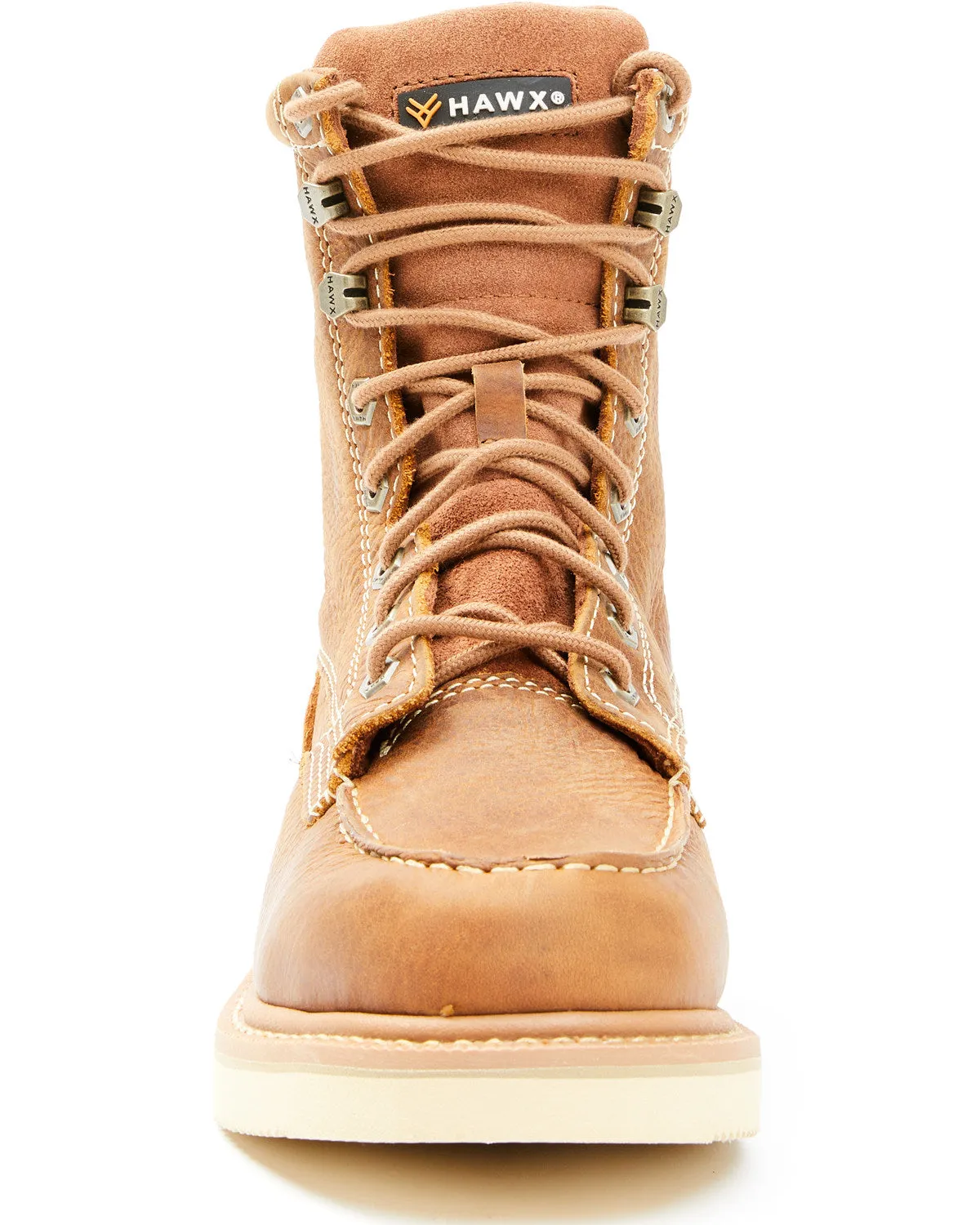 Men's Brown Wedge Work Boots - Soft Toe