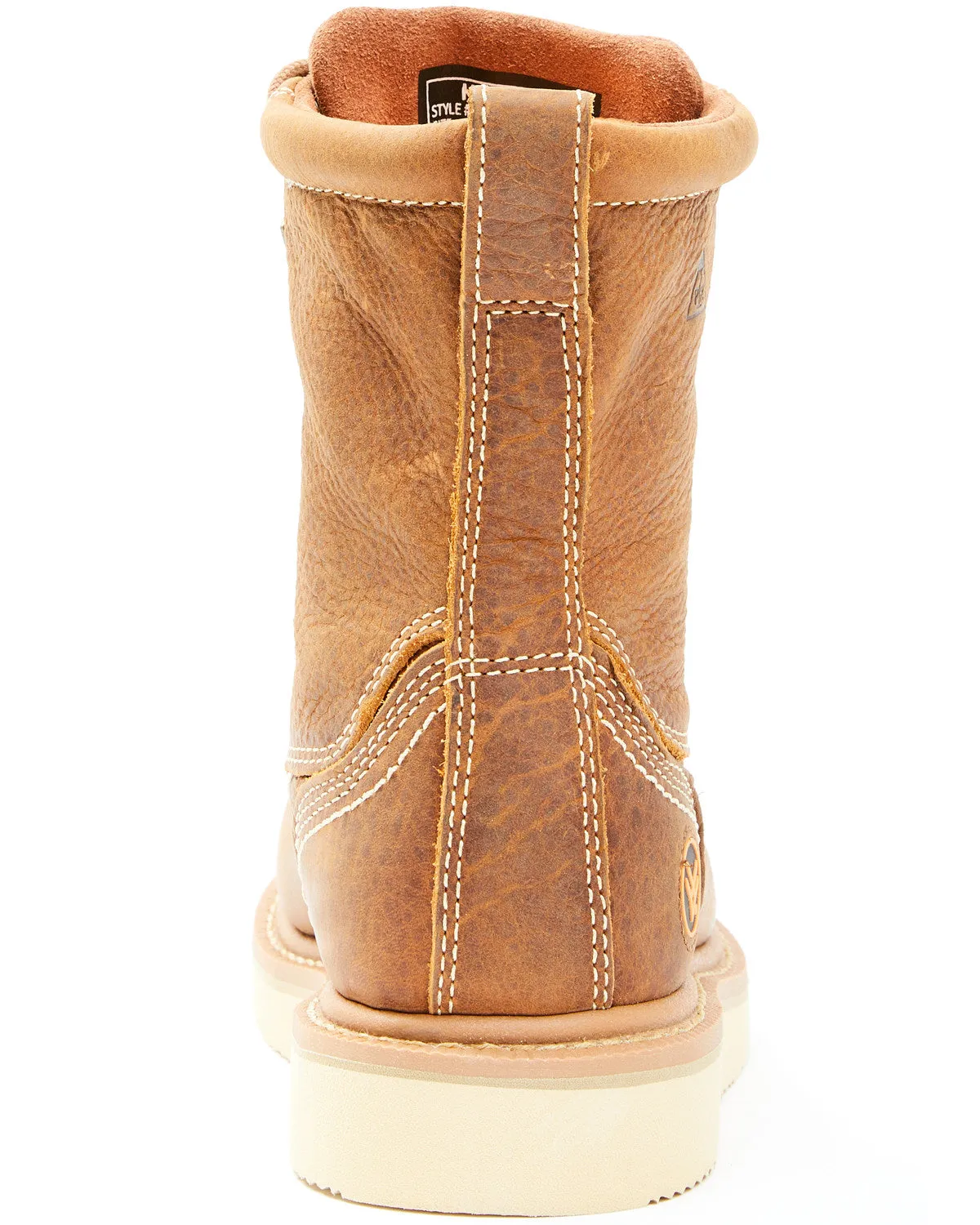 Men's Brown Wedge Work Boots - Soft Toe