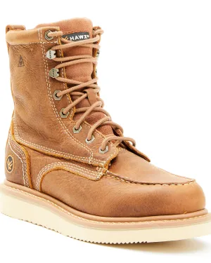 Men's Brown Wedge Work Boots - Soft Toe