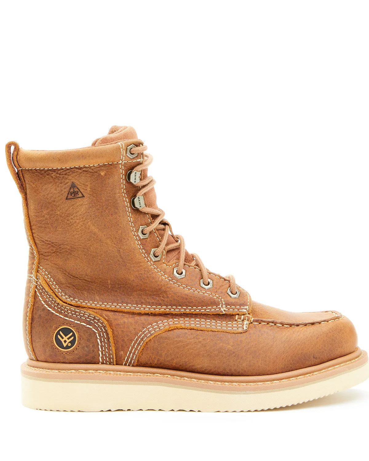 Men's Brown Wedge Work Boots - Soft Toe