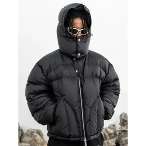 Men's Comfortable Winter High Neck Hooded Quilted Jacket | Hood
