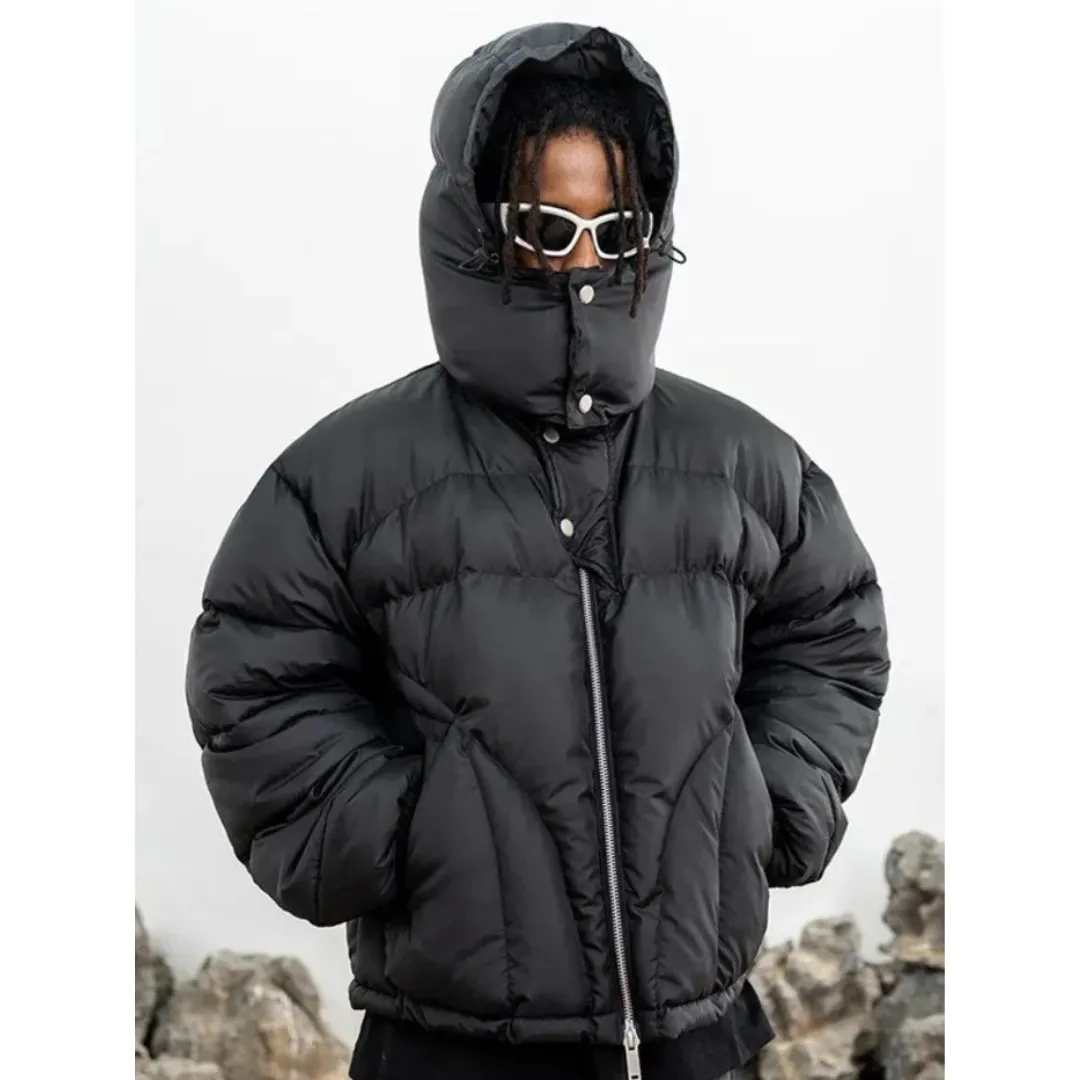Men's Comfortable Winter High Neck Hooded Quilted Jacket | Hood