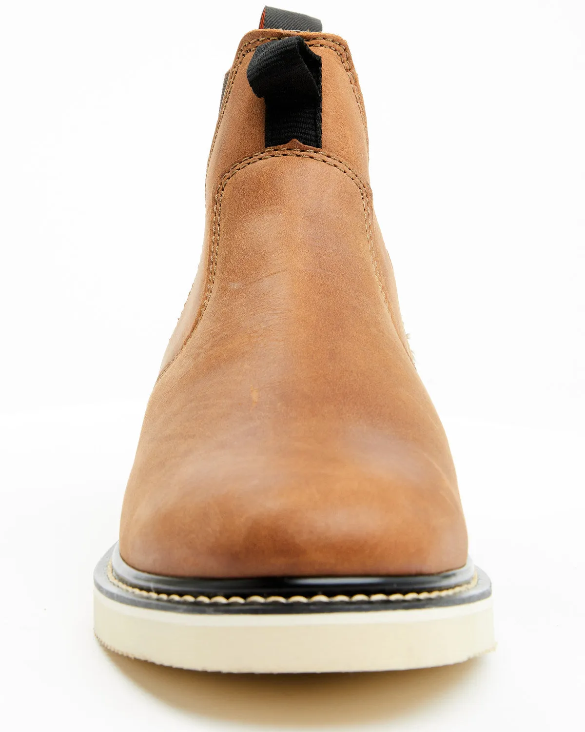 Men's Crazy Horse Wedge Chelsea Work Boots - Soft Toe