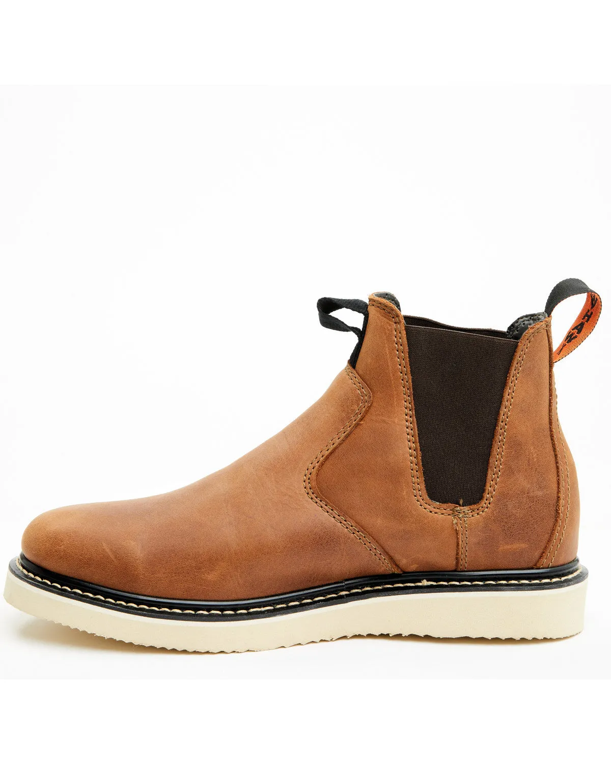 Men's Crazy Horse Wedge Chelsea Work Boots - Soft Toe