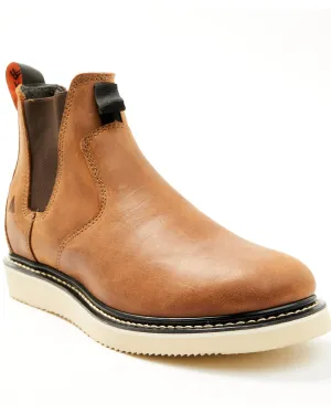 Men's Crazy Horse Wedge Chelsea Work Boots - Soft Toe