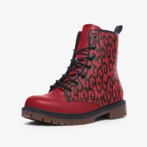 Mocha African Print Geometric Combats boots