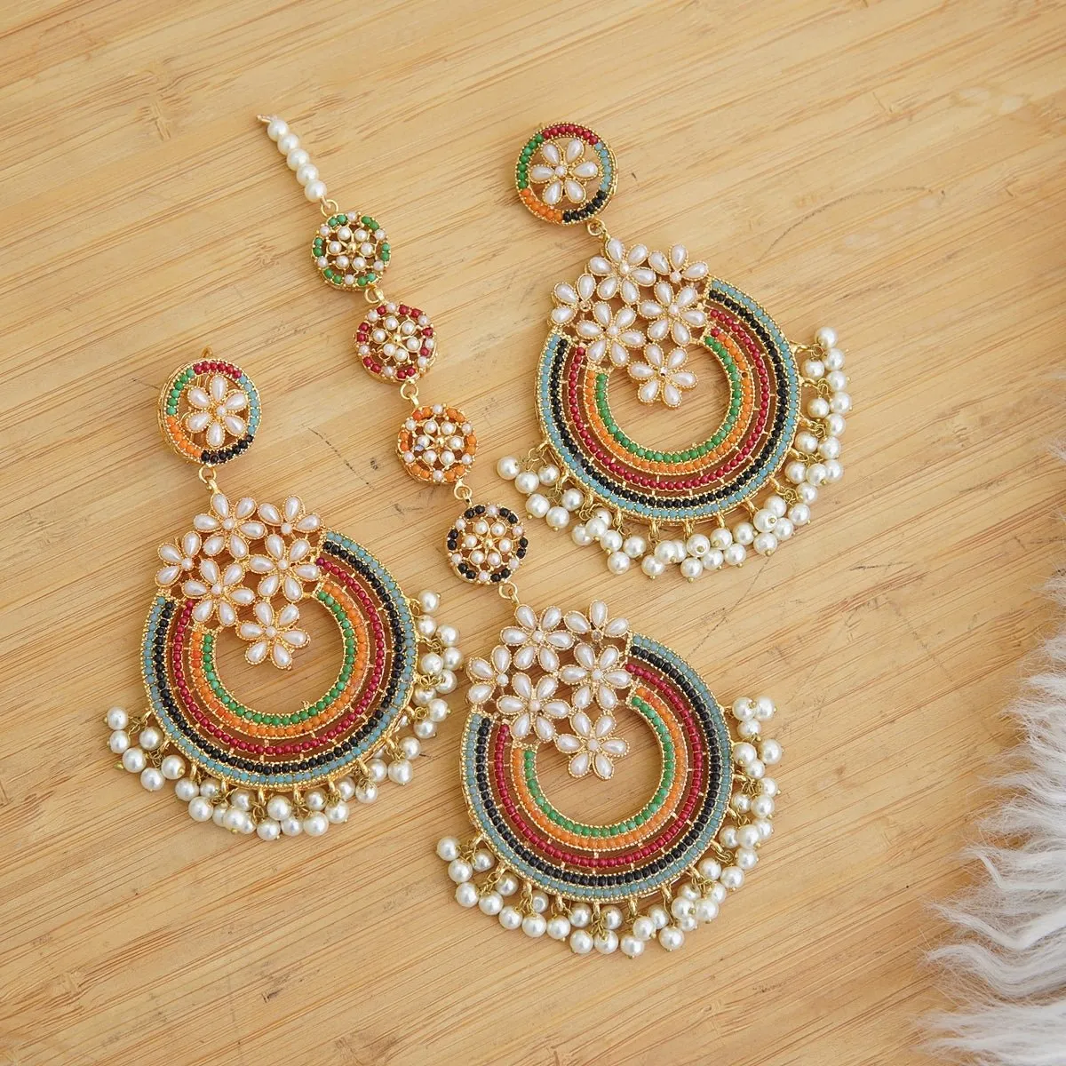 Navratan Micro Work Earring Teeka