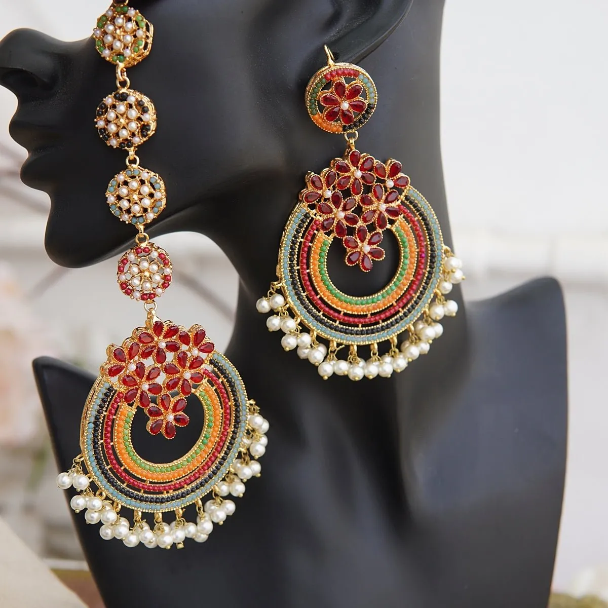 Navratan Micro Work Earring Teeka