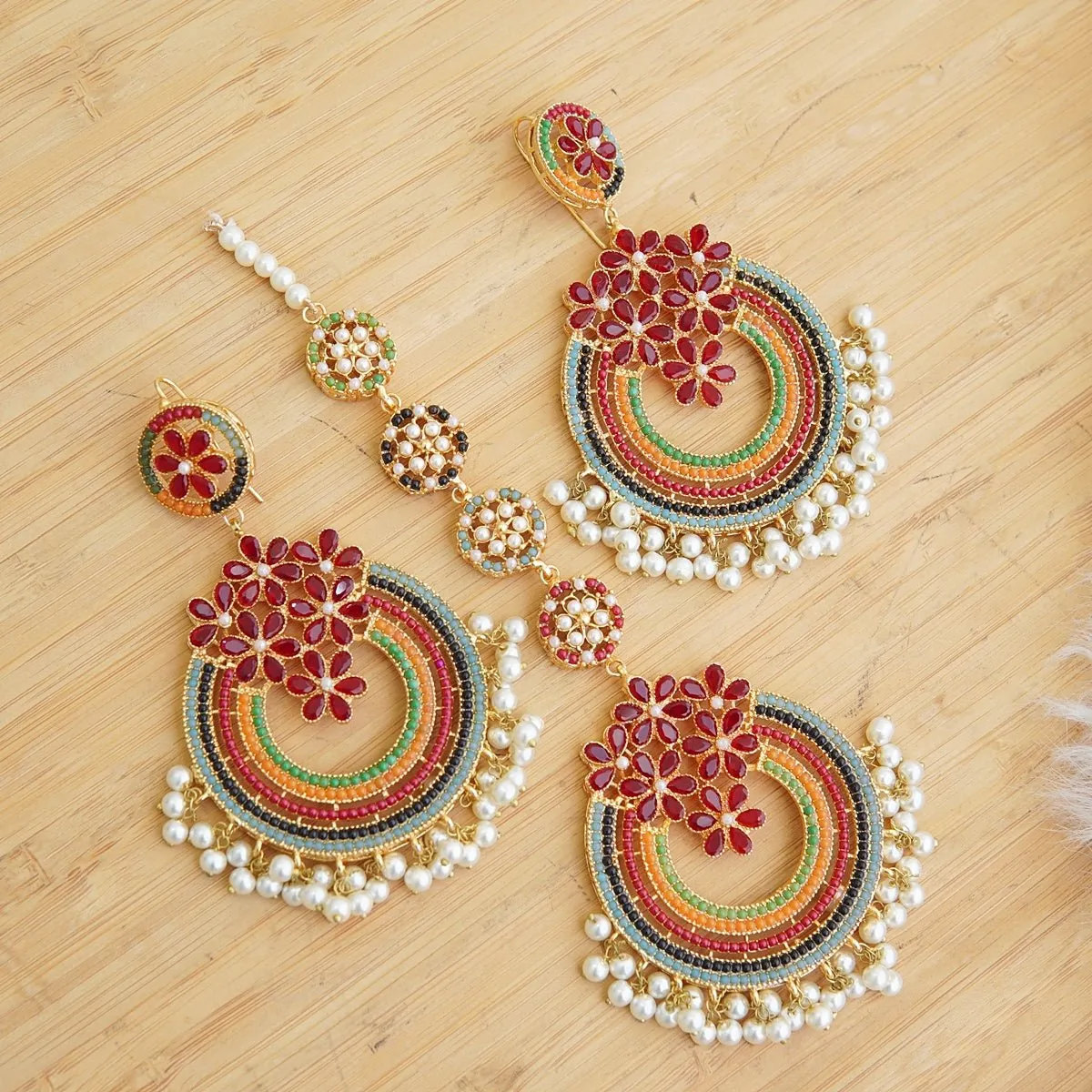 Navratan Micro Work Earring Teeka