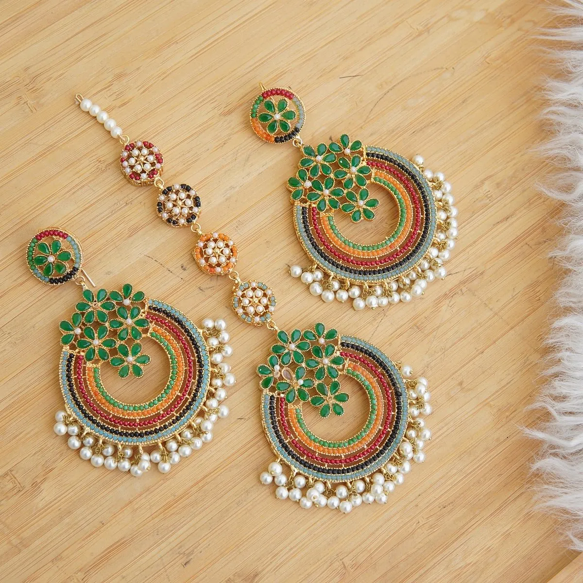 Navratan Micro Work Earring Teeka
