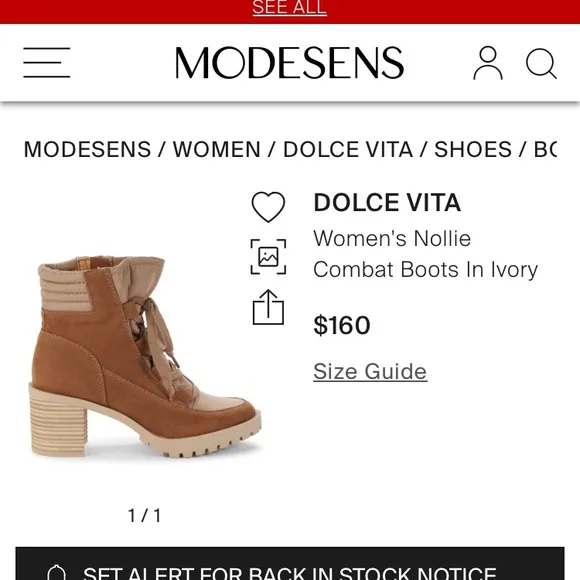 New: Dolce Vita Nollie Combat Boot. Size 8.5