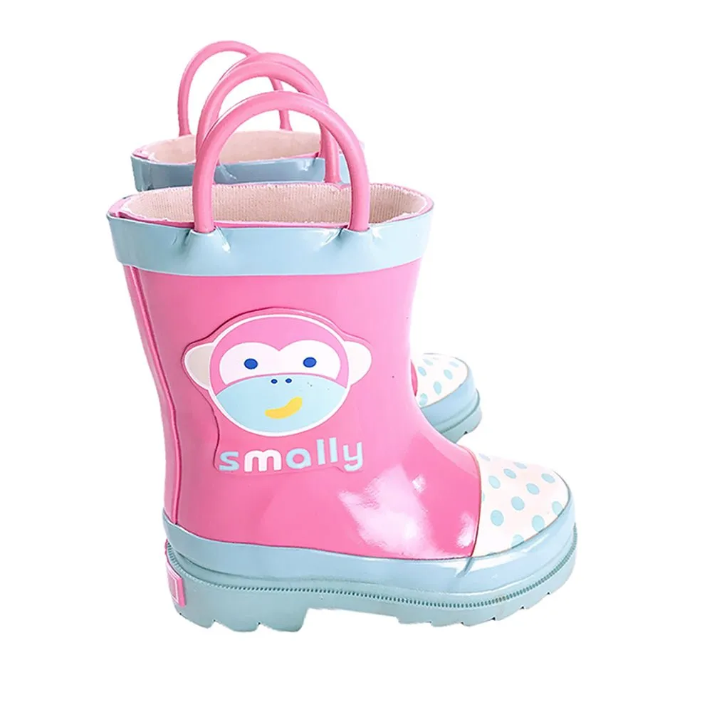 Pink Monkey Flexible Rubber Rain Gumboots for Toddlers and Kids
