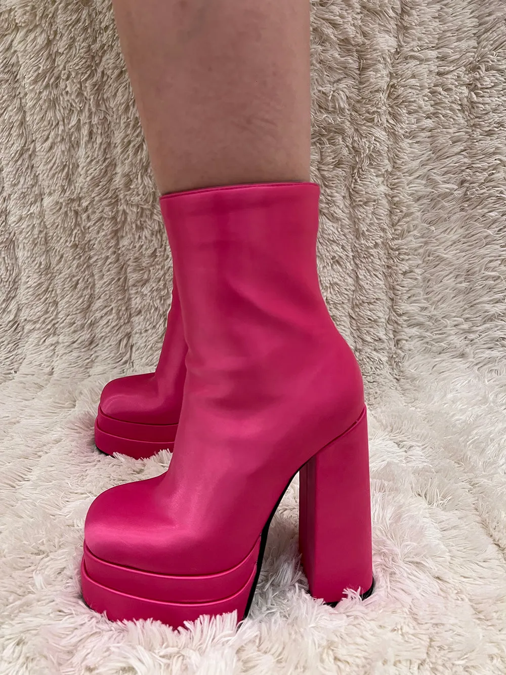 Platform chunky high heel ankle boots for women
