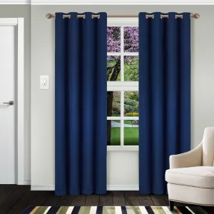 Premium Quality Kinlaw Insulated Solid Color Thermal Grommet Curtain Panels (Set of 2) 52X63L Navy!